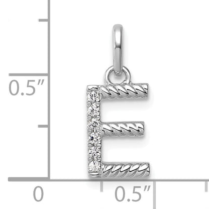 14k White Gold Twisted .05 ct. Diamond Initial E Charm