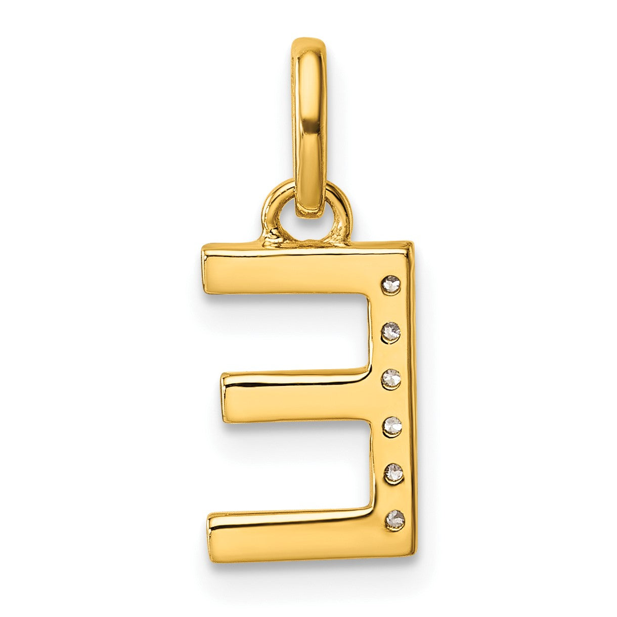 14k Twisted with .05 ct. Diamond Initial E Charm