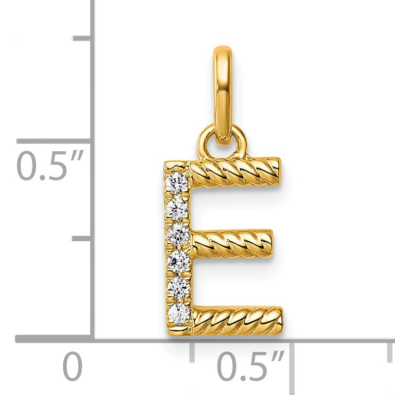 14k Twisted with .05 ct. Diamond Initial E Charm
