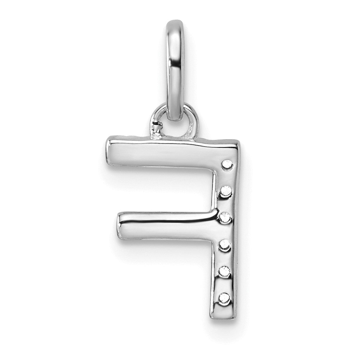 14k White Gold Twisted .05 ct. Diamond Initial F Charm