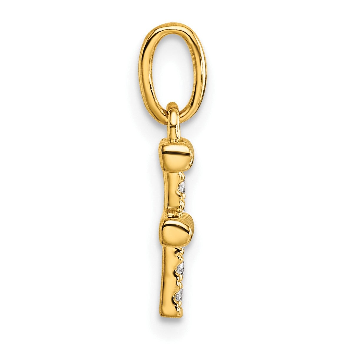 14k Twisted .05 ct. Diamond Initial F Charm