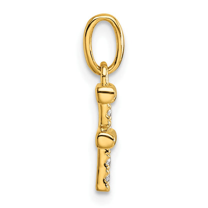 14k Twisted .05 ct. Diamond Initial F Charm