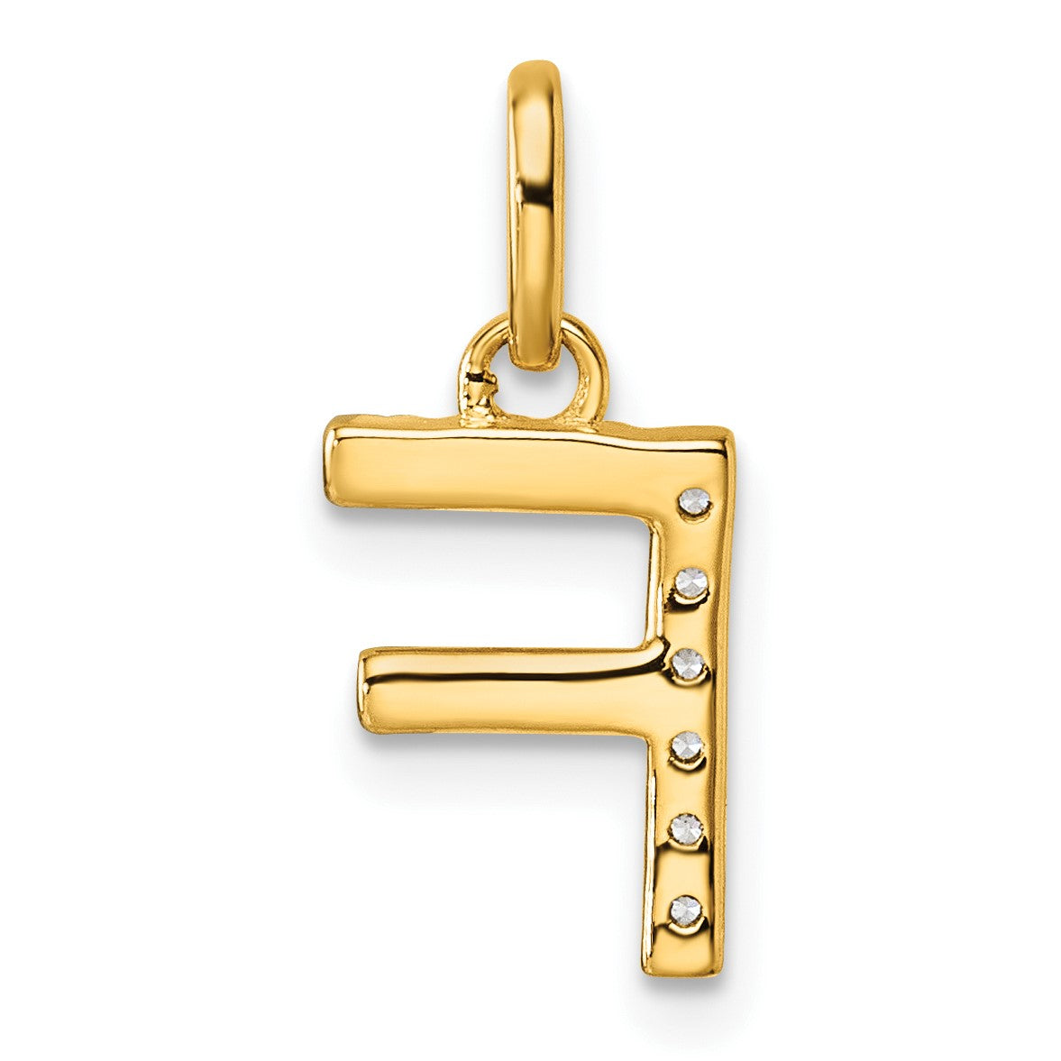 14k Twisted .05 ct. Diamond Initial F Charm