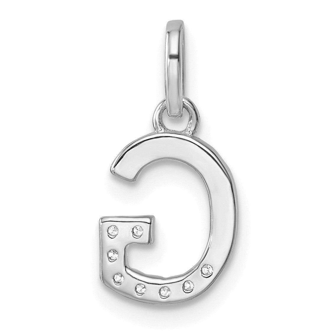 14k White Gold Twisted .07 ct. Diamond Initial G Charm