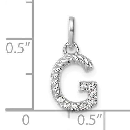 14k White Gold Twisted .07 ct. Diamond Initial G Charm