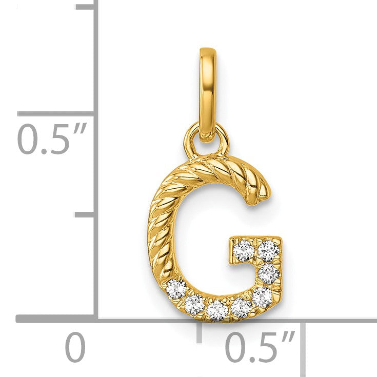 14k Twisted .07 ct. Diamond Initial G Charm