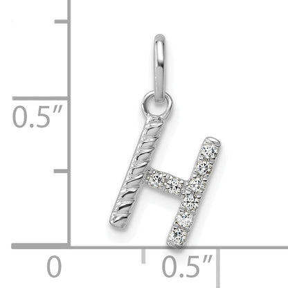 14k White Gold Twisted .07 ct. Diamond Initial H Charm