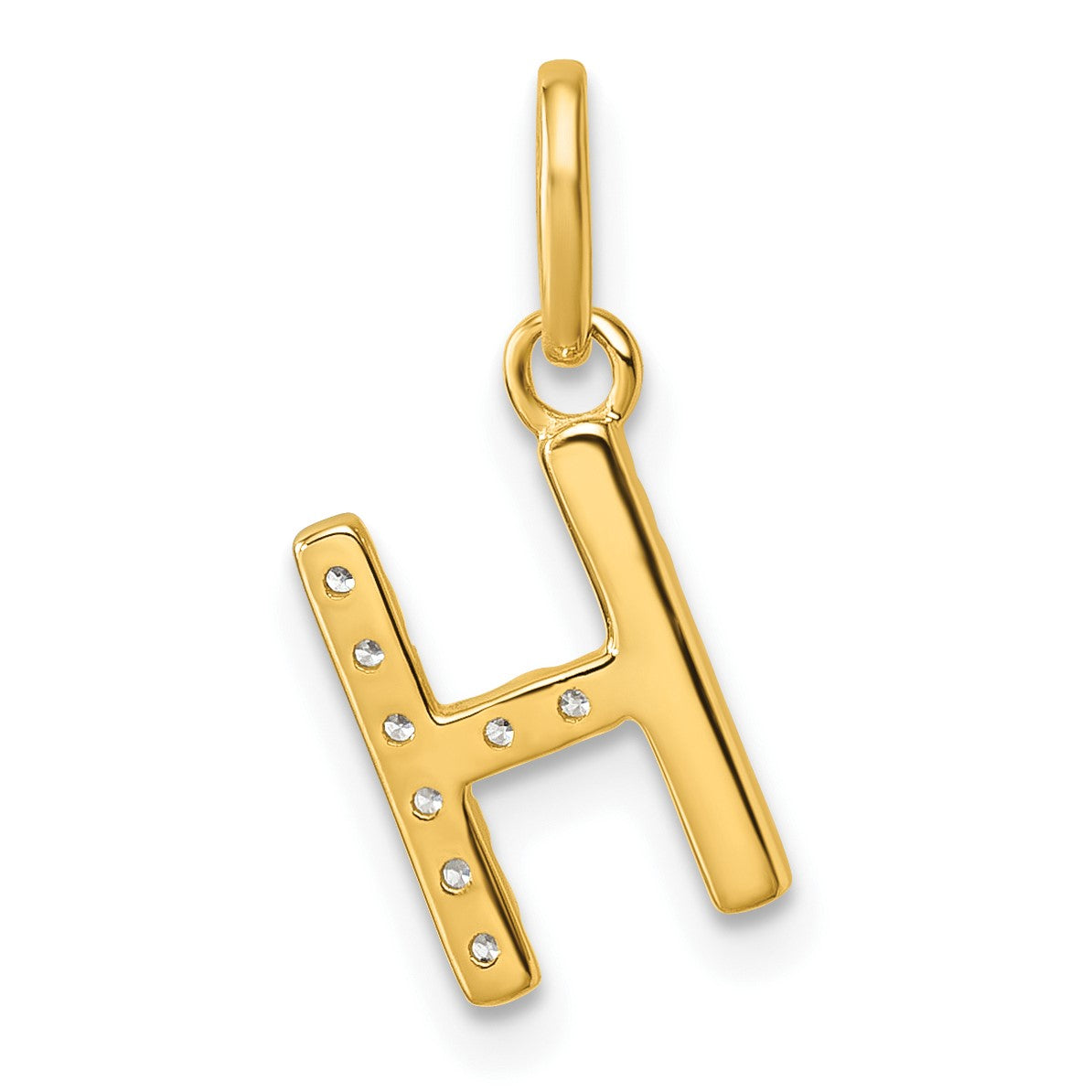 14k Twisted .07 ct. Diamond Initial H Charm