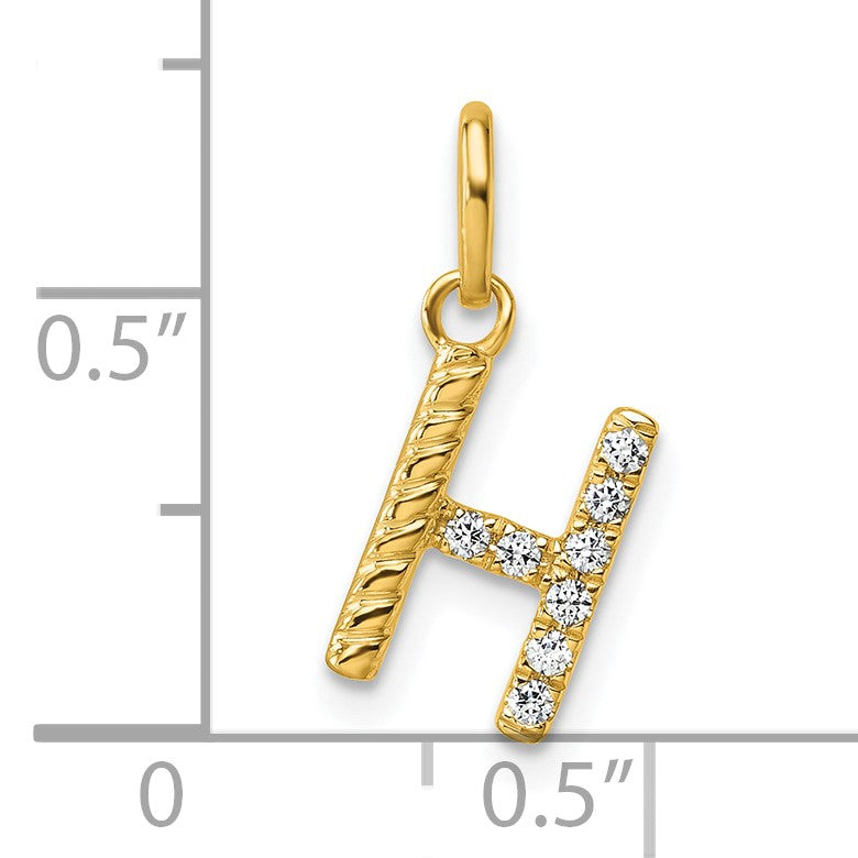 14k Twisted .07 ct. Diamond Initial H Charm