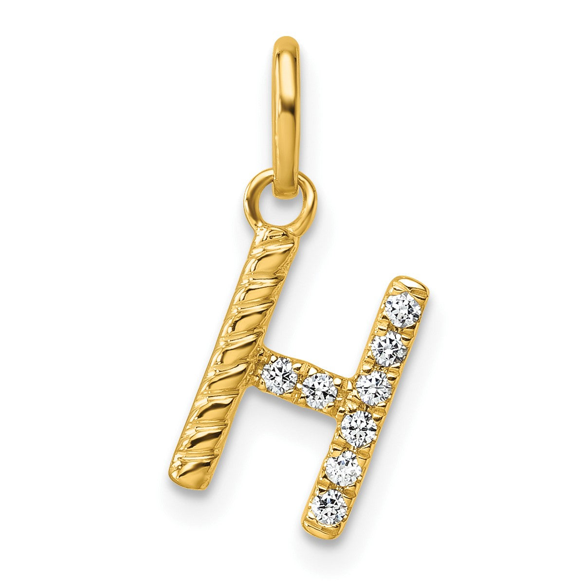 14k Twisted .07 ct. Diamond Initial H Charm