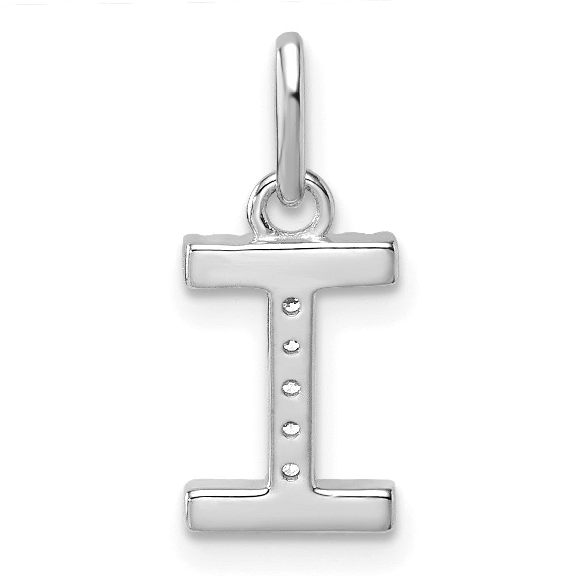 14k White Gold Twisted .05 ct. Diamond Initial I Charm