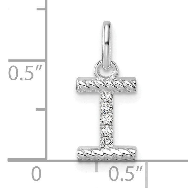 14k White Gold Twisted .05 ct. Diamond Initial I Charm