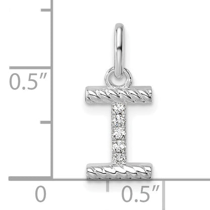 14k White Gold Twisted .05 ct. Diamond Initial I Charm