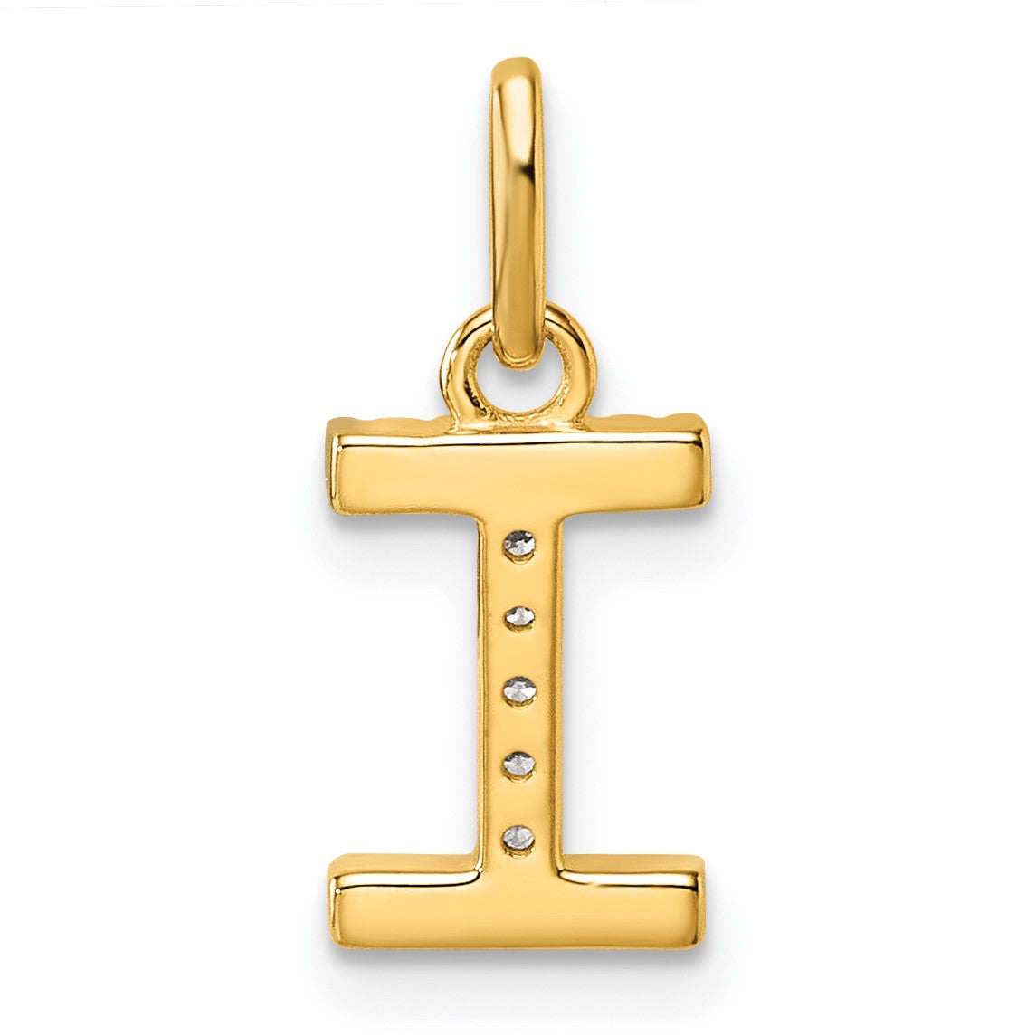 14k Twisted .05 ct. Diamond Initial I Charm