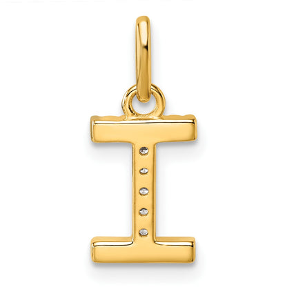 14k Twisted .05 ct. Diamond Initial I Charm