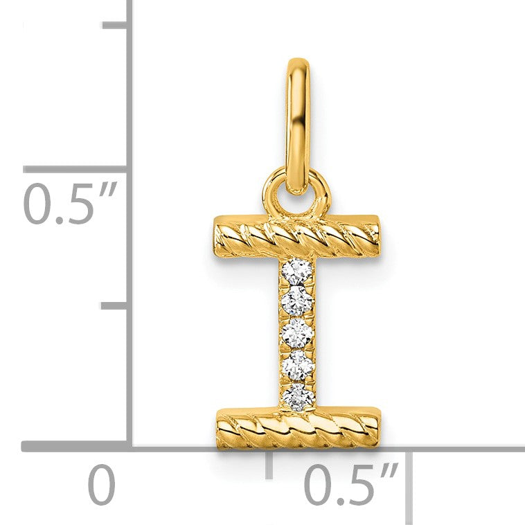 14k Twisted .05 ct. Diamond Initial I Charm
