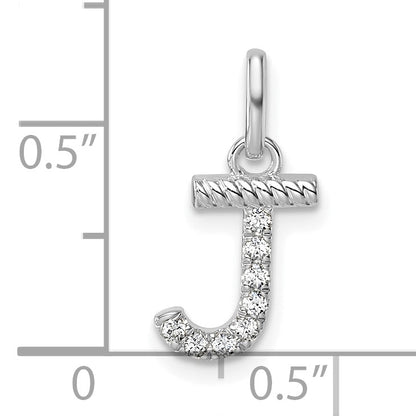 14k White Gold Twisted .07 ct. Diamond Initial J Charm