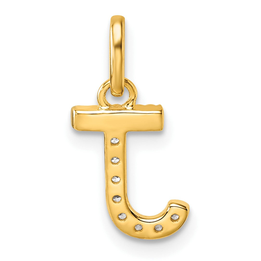 14k Twisted .07 ct. Diamond Initial J Charm