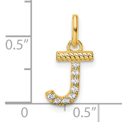 14k Twisted .07 ct. Diamond Initial J Charm