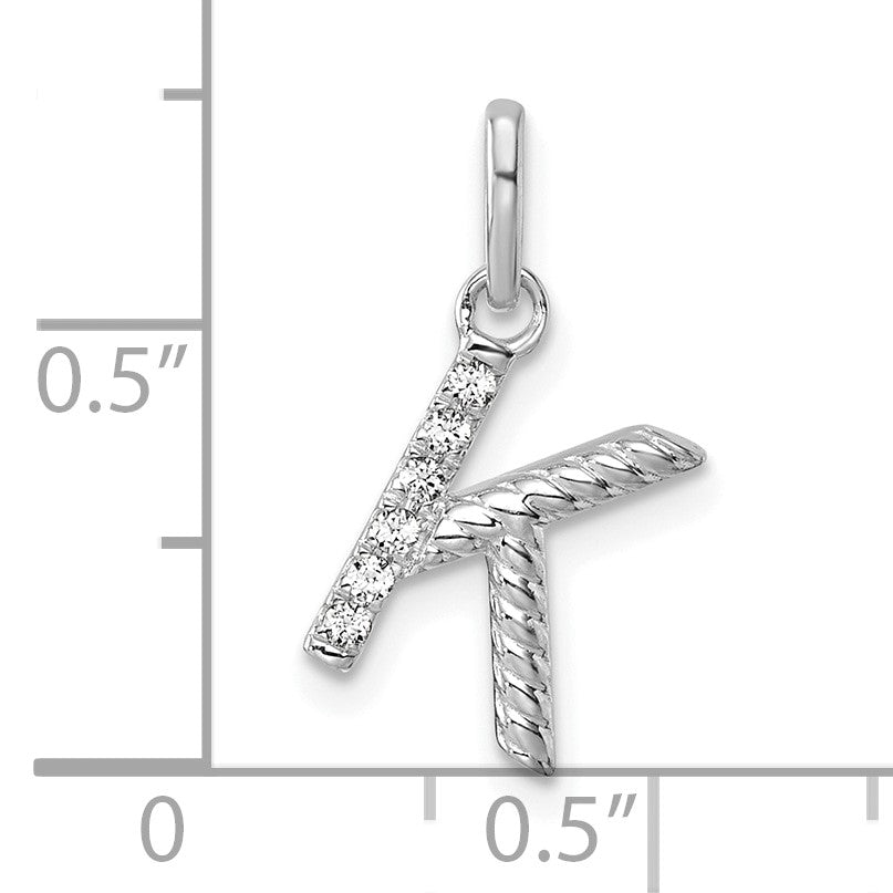 14k White Gold Twisted .05 Ct. Diamond Initial K Charm