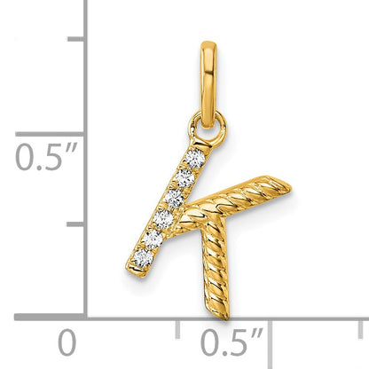 14k Twisted .05 ct. Diamond Initial K Charm