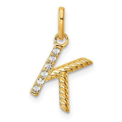 14k Twisted .05 ct. Diamond Initial K Charm