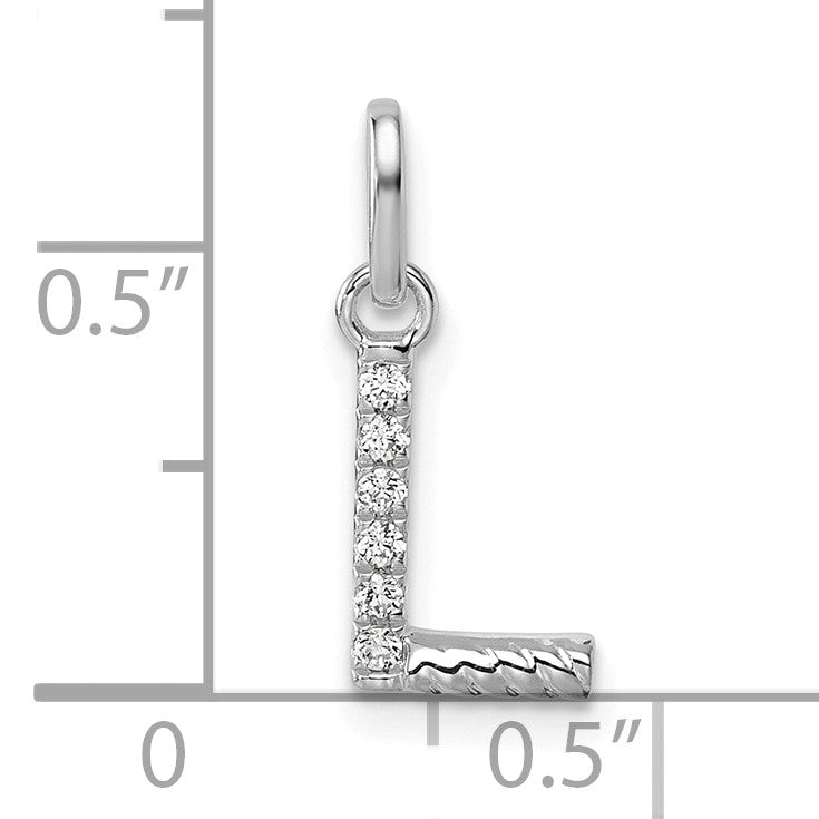 14k White Gold Twisted .05 ct. Diamond Initial L Charm