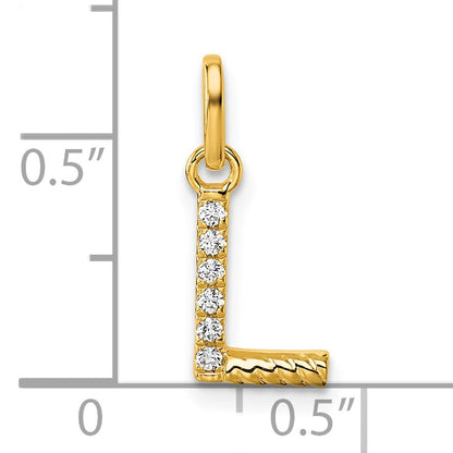14k Twisted .05 ct. Diamond Initial L Charm