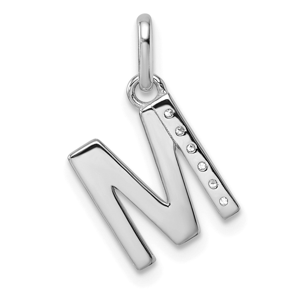14k White Gold Twisted .05 ct. Diamond Initial M Charm