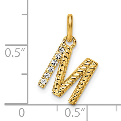 14k Twisted .05 ct. Diamond Initial M Charm