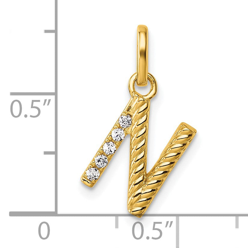 14k Twisted .05 ct. Diamond Initial N Charm