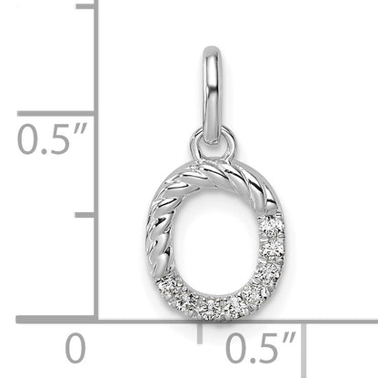 14k White Gold Twisted .07 ct. Diamond Initial O Charm