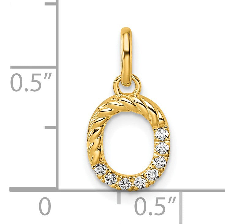 14k Twisted .07 ct. Diamond Initial O Charm