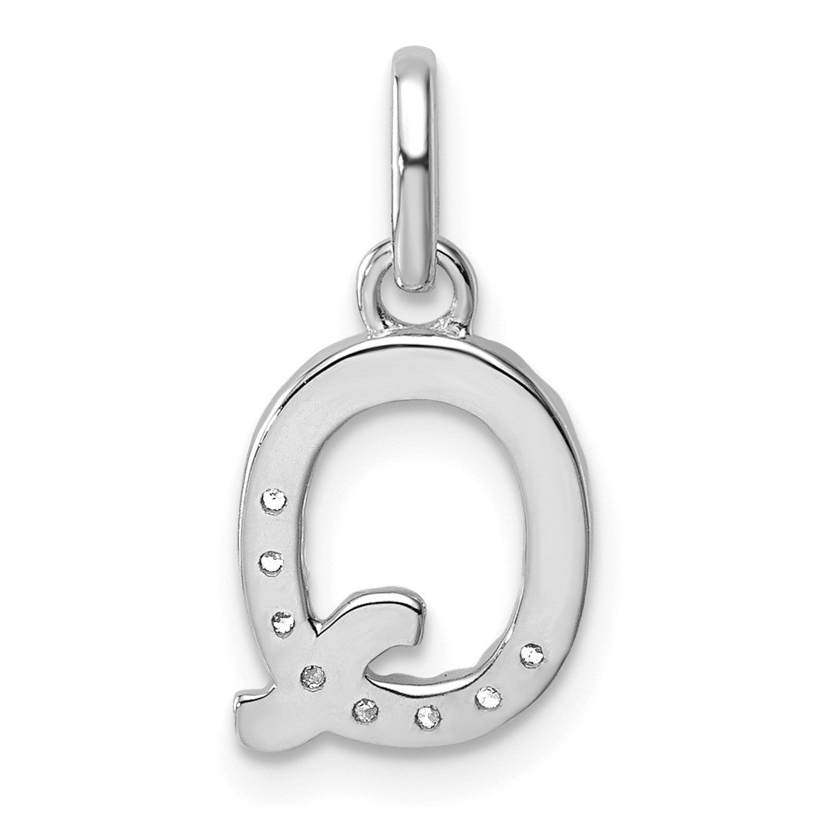 14k White Gold Twisted .07 ct. Diamond Initial Q Charm
