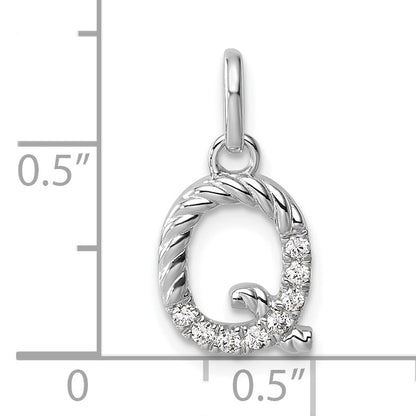 14k White Gold Twisted .07 ct. Diamond Initial Q Charm