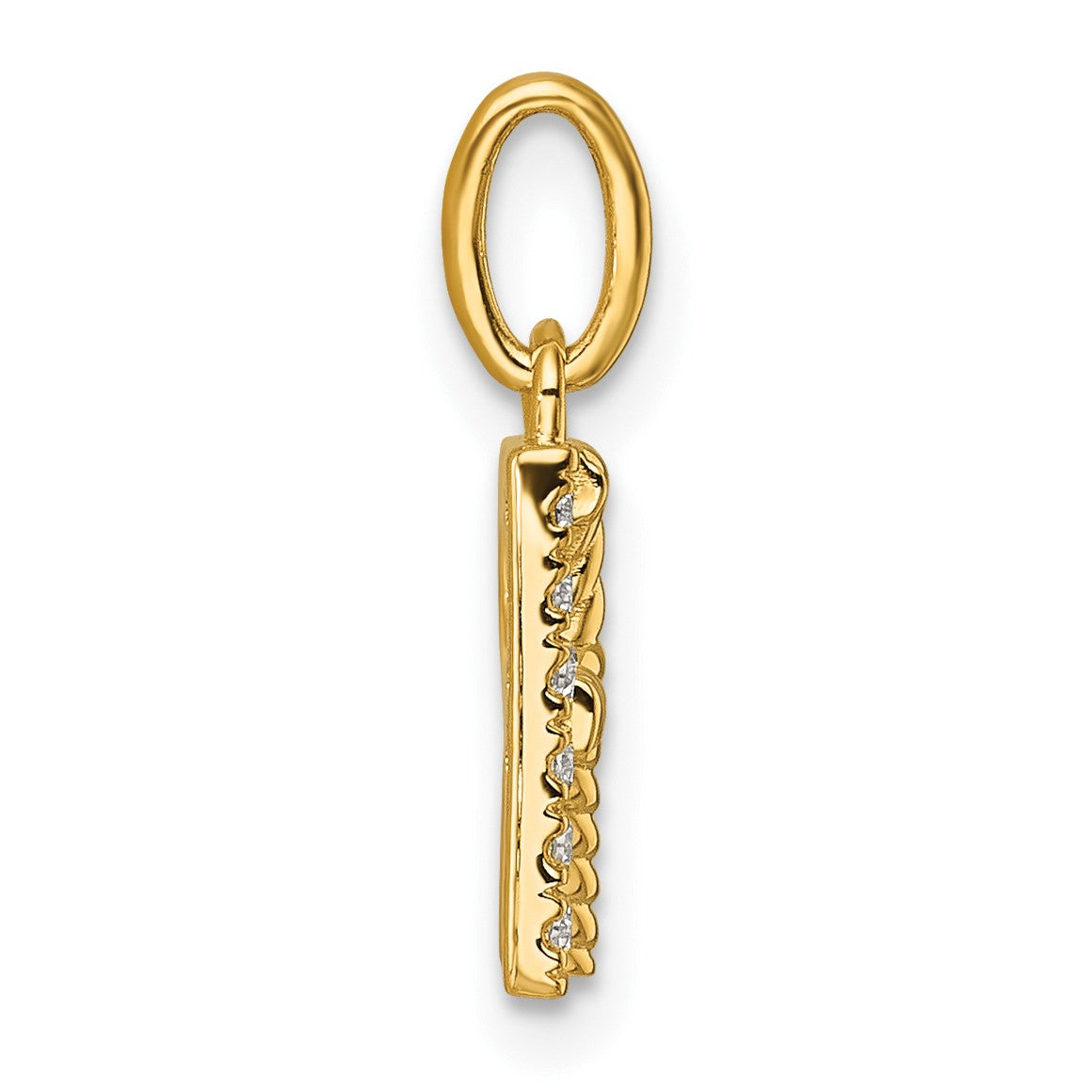 14k Twisted .05 ct. Diamond Initial R Charm