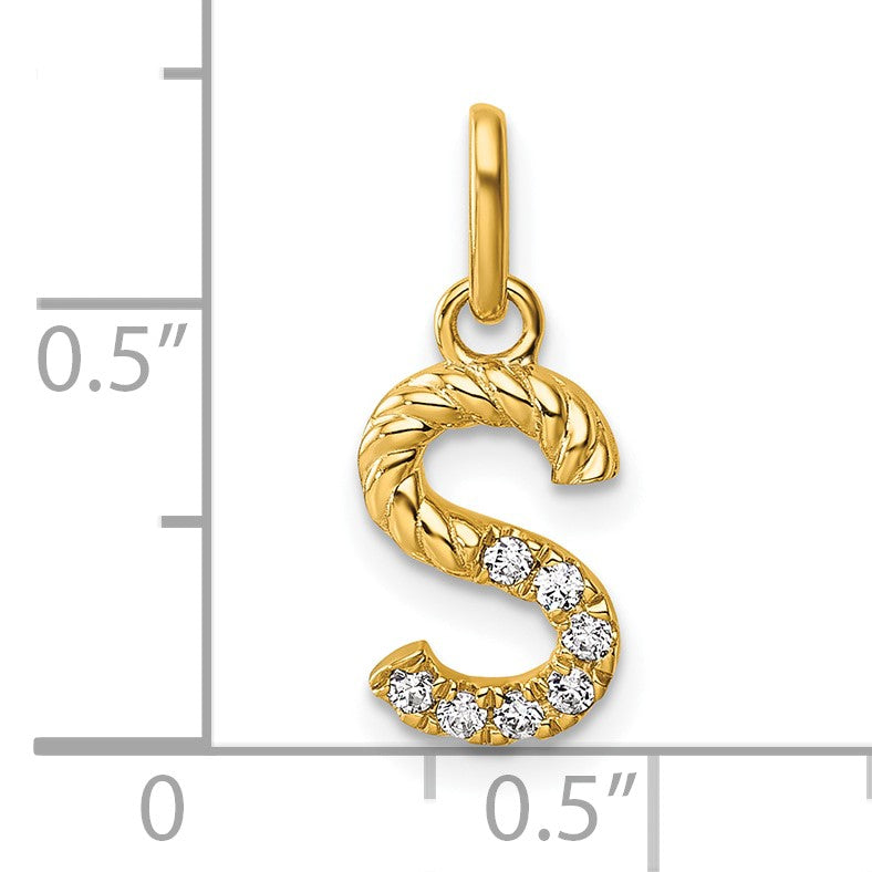 14k Twisted .07 ct. Diamond Initial S Charm