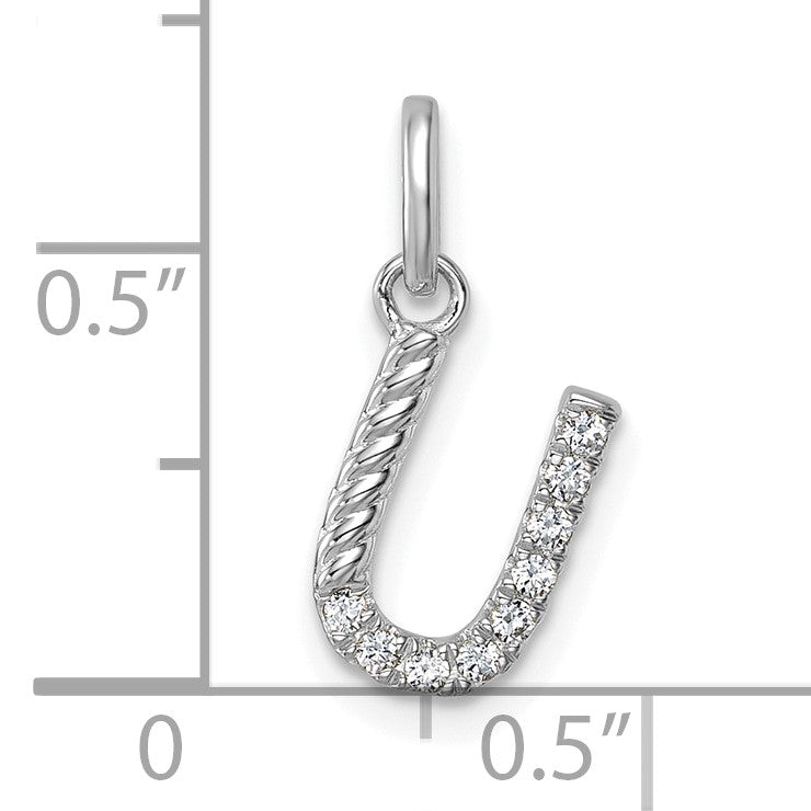 14k White Gold Twisted .10 ct. Diamond Initial U Charm