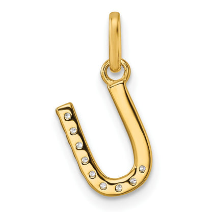 14k Twisted .10 ct. Diamond Initial U Charm