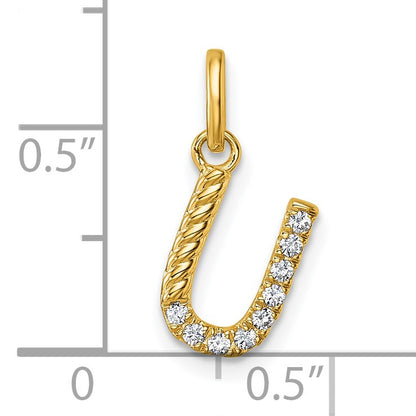 14k Twisted .10 ct. Diamond Initial U Charm