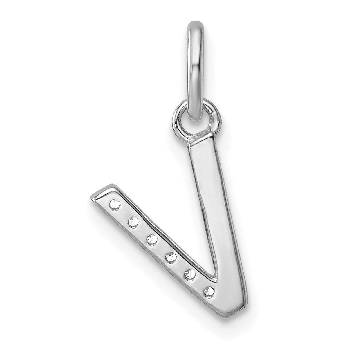 14k White Gold Twisted .05 ct. Diamond Initial V Charm