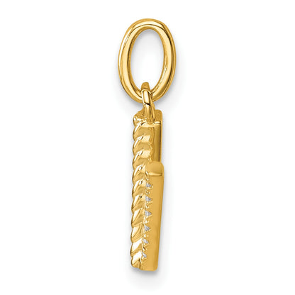 14k Twisted .05 ct. Diamond Initial V Charm