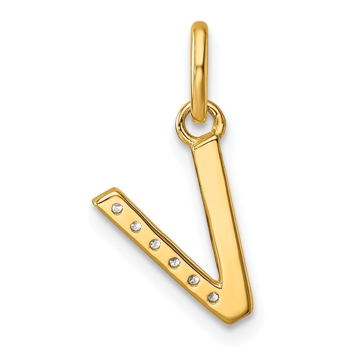 14k Twisted .05 ct. Diamond Initial V Charm