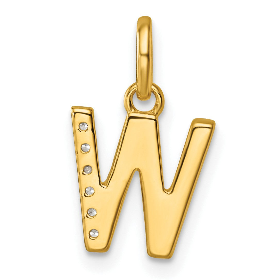 14k Twisted .05 ct. Diamond Initial W Charm