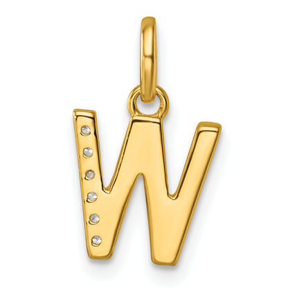 14k Twisted .05 ct. Diamond Initial W Charm