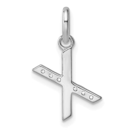 14k White Gold Twisted .05 ct. Diamond Initial X Charm