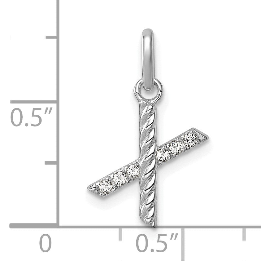 14k White Gold Twisted .05 ct. Diamond Initial X Charm