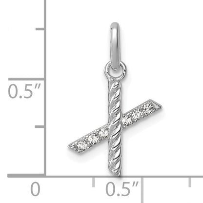14k White Gold Twisted .05 ct. Diamond Initial X Charm