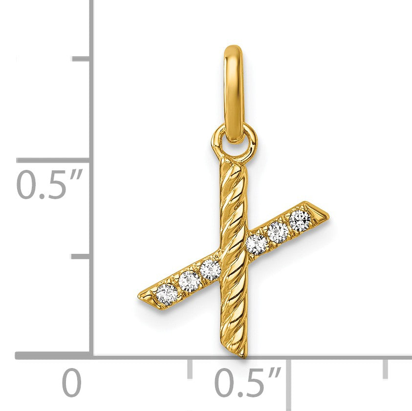14k Twisted .05 ct. Diamond Initial X Charm