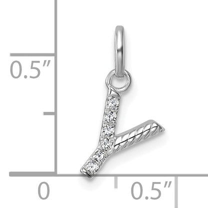 14k White Gold Twisted .05 ct. Diamond Initial Y Charm